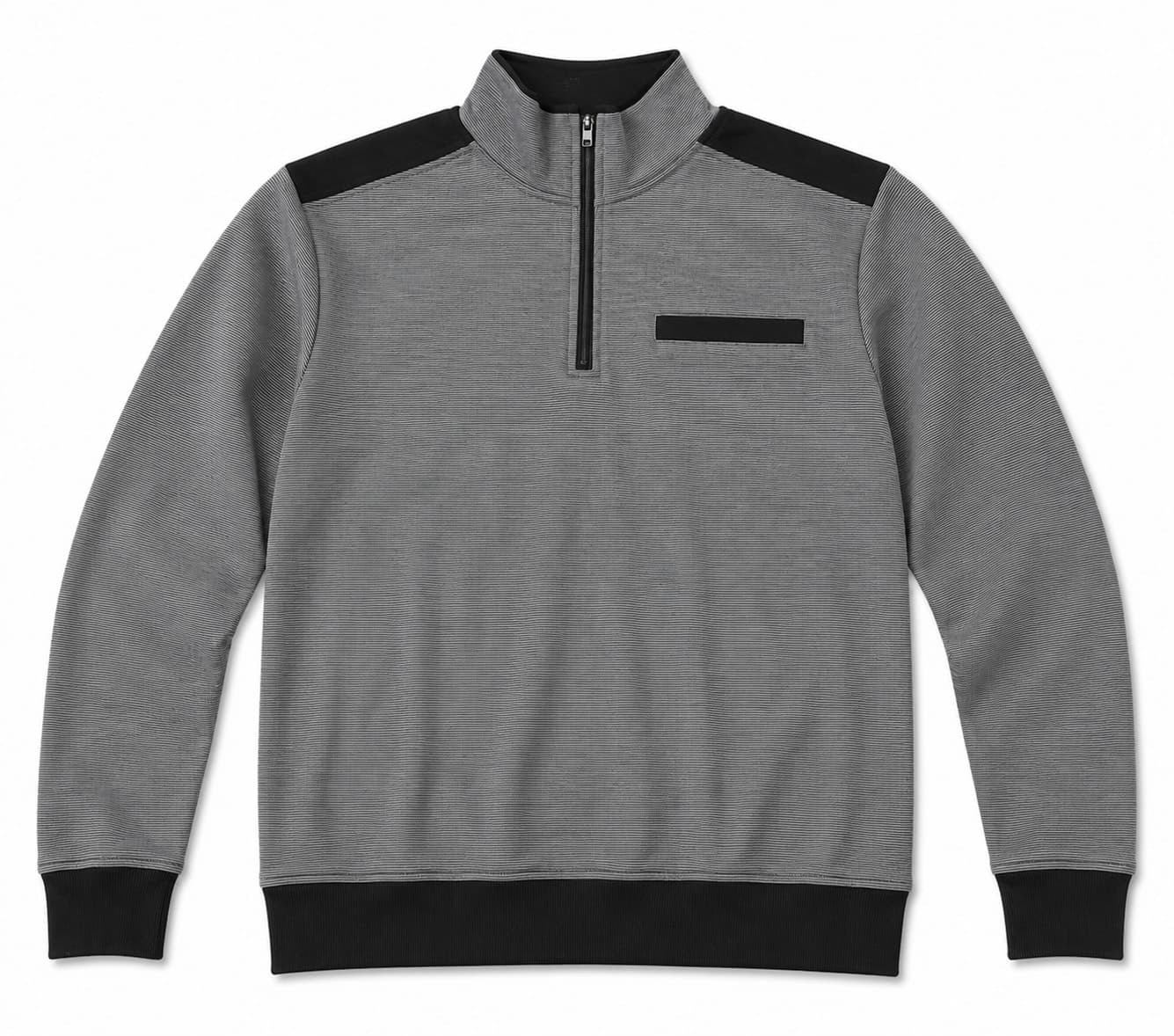Colorblock Quarter-Zip Pullover - Grey - Haram Textile Men's Collection